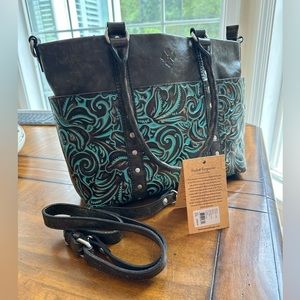 Patricia Nash NWT leather purse tooled teal
